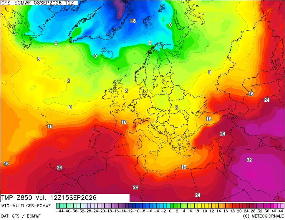 mappa Temperatura a 850 hPa