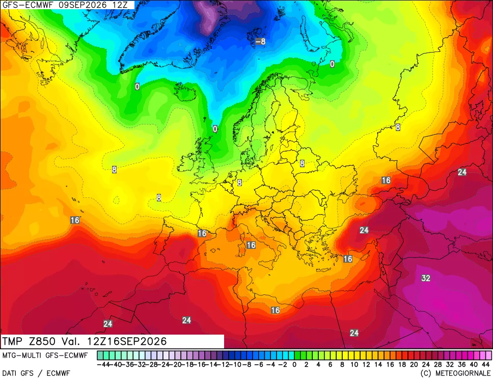 mappa Temperatura a 850 hPa