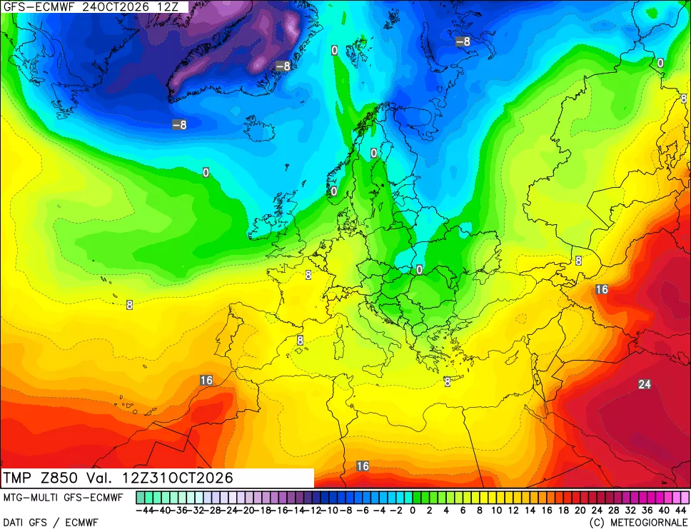 mappa Temperatura a 850 hPa