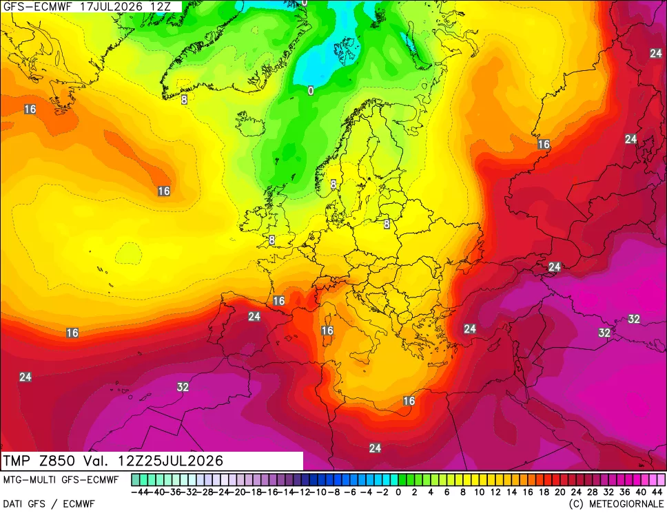 mappa Temperatura a 850 hPa