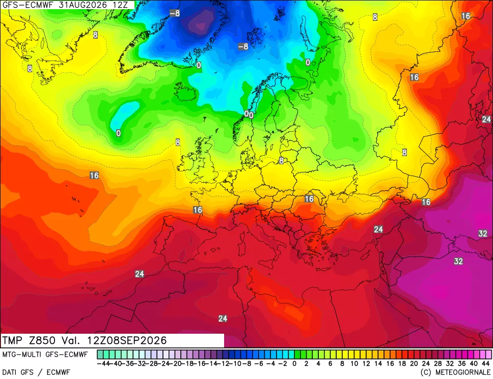 mappa Temperatura a 850 hPa