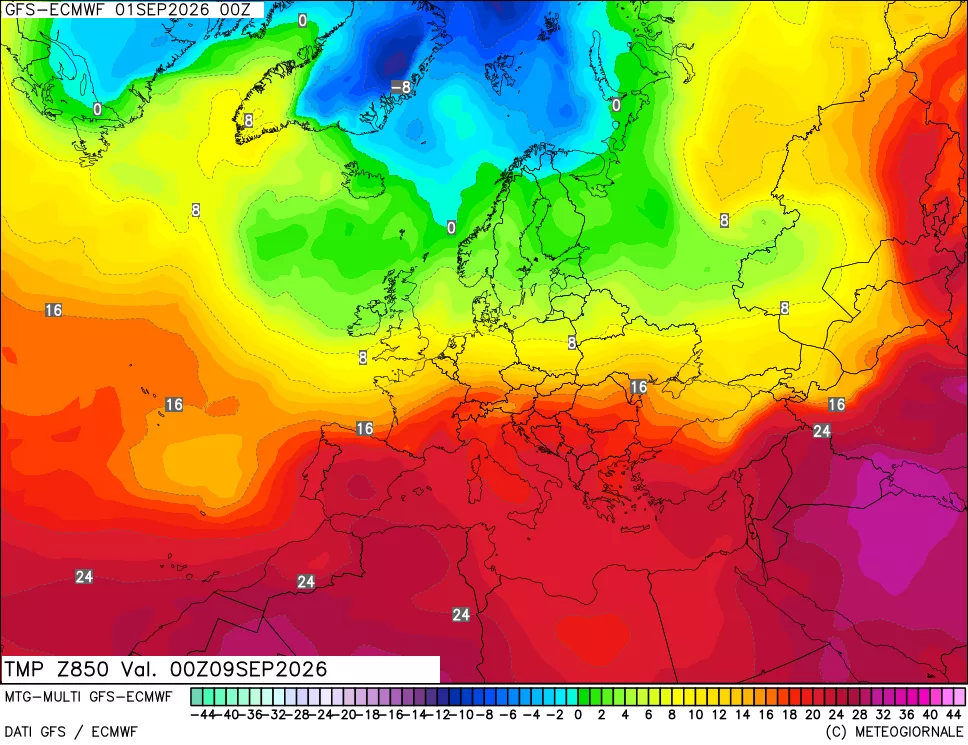 mappa Temperatura a 850 hPa