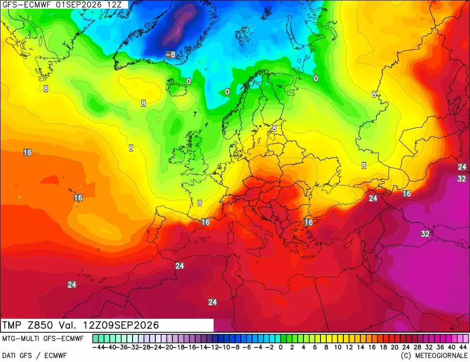 mappa Temperatura a 850 hPa