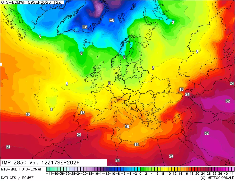 mappa Temperatura a 850 hPa