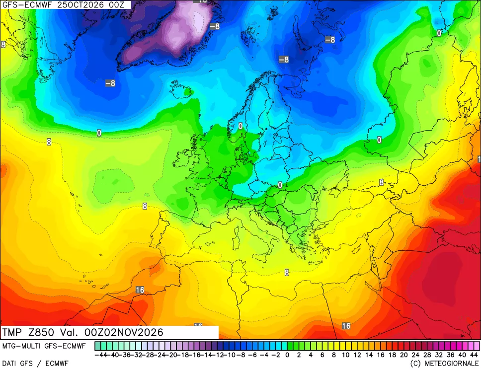 mappa Temperatura a 850 hPa