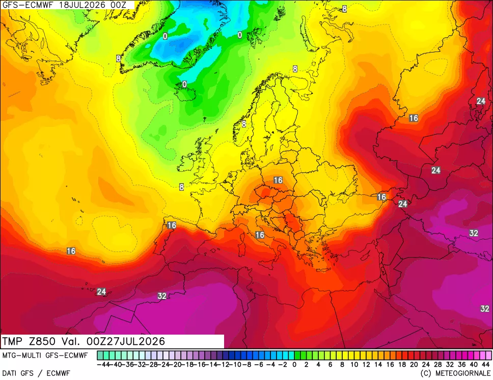 mappa Temperatura a 850 hPa
