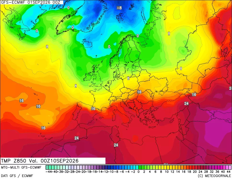 mappa Temperatura a 850 hPa