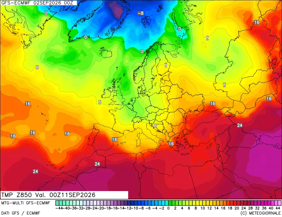 mappa Temperatura a 850 hPa