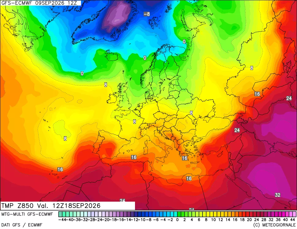 mappa Temperatura a 850 hPa