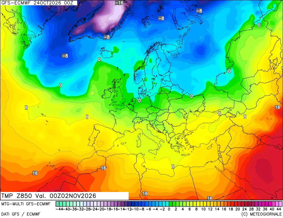 mappa Temperatura a 850 hPa