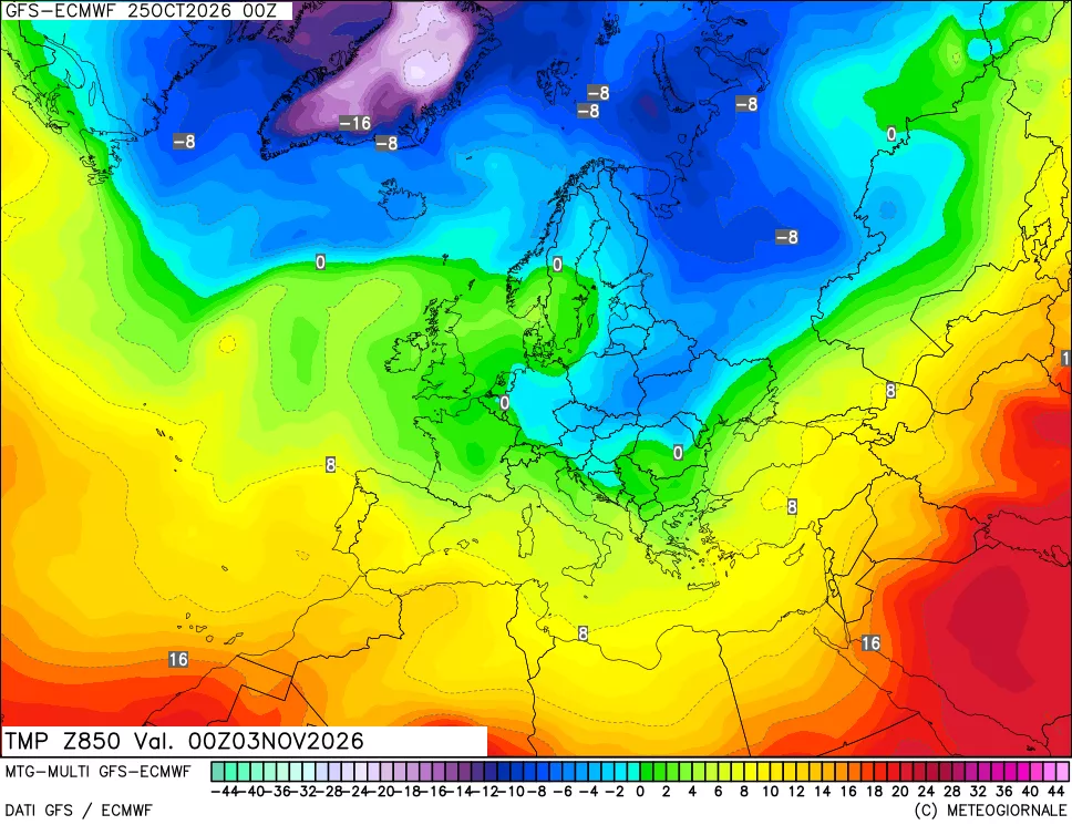 mappa Temperatura a 850 hPa