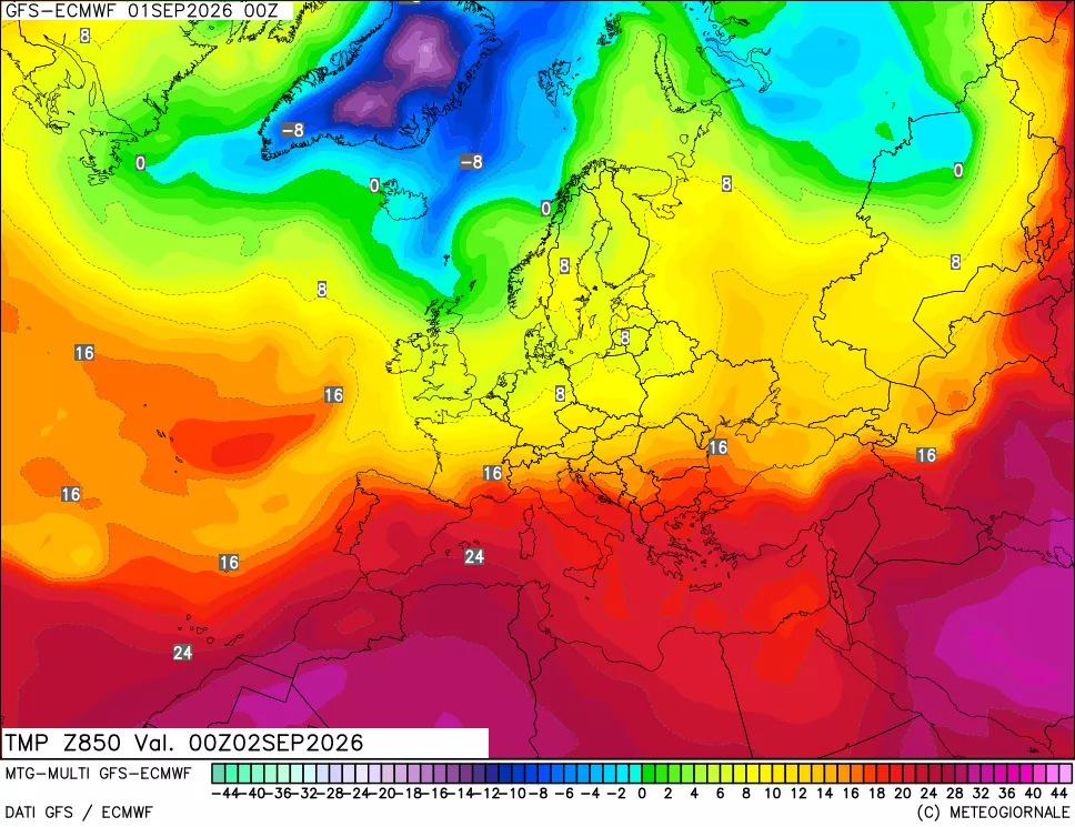 mappa Temperatura a 850 hPa