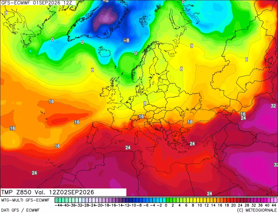 mappa Temperatura a 850 hPa
