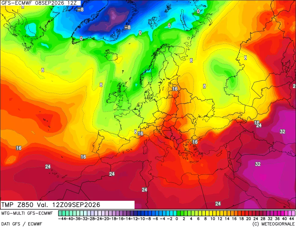 mappa Temperatura a 850 hPa