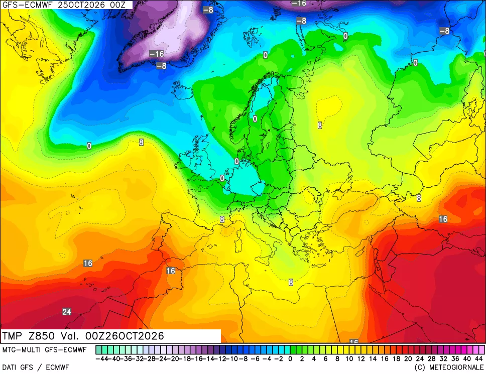 mappa Temperatura a 850 hPa