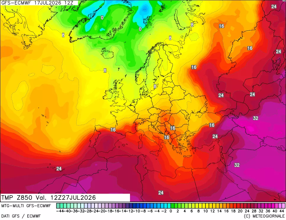 mappa Temperatura a 850 hPa