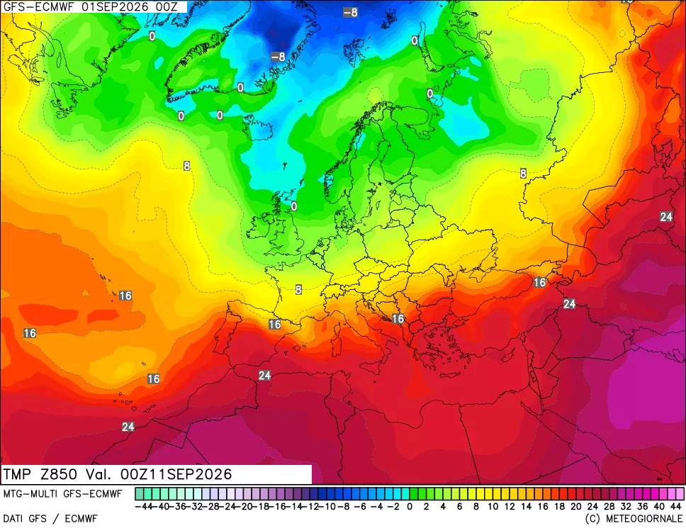 mappa Temperatura a 850 hPa
