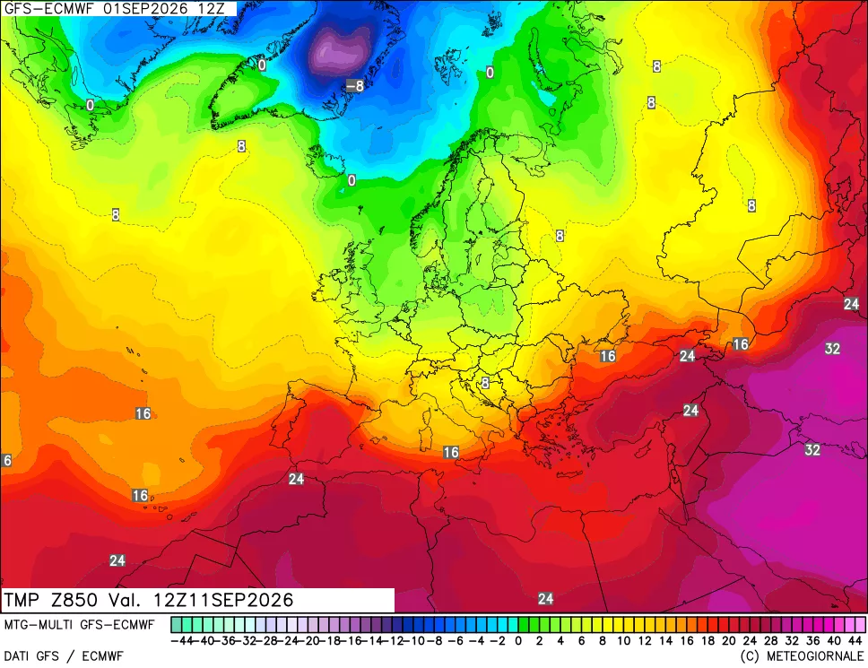 mappa Temperatura a 850 hPa