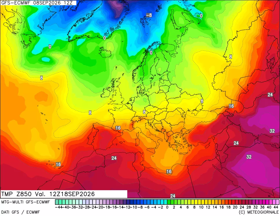 mappa Temperatura a 850 hPa