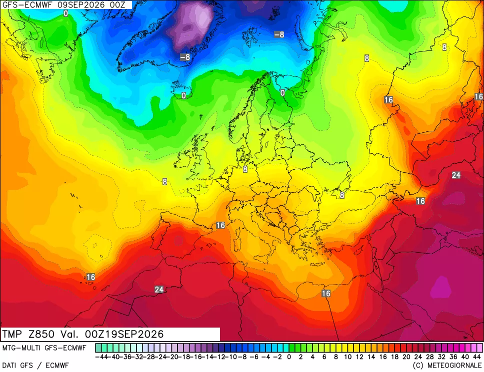 mappa Temperatura a 850 hPa