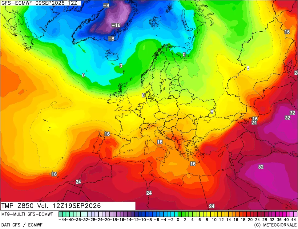 mappa Temperatura a 850 hPa