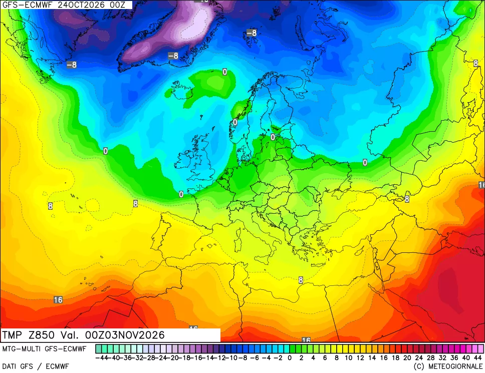 mappa Temperatura a 850 hPa