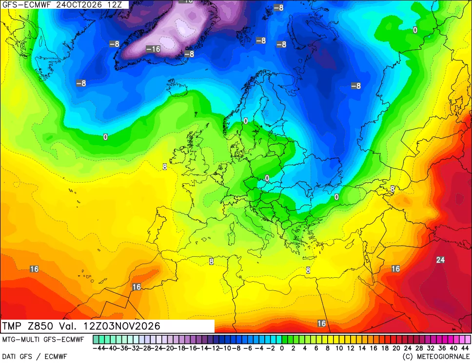 mappa Temperatura a 850 hPa
