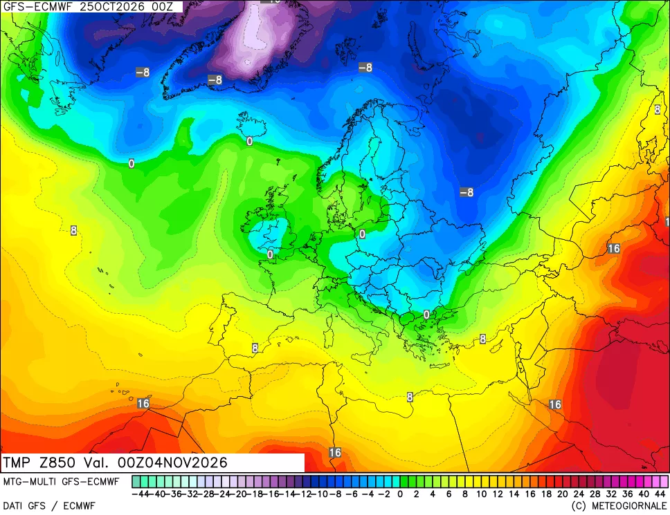 mappa Temperatura a 850 hPa