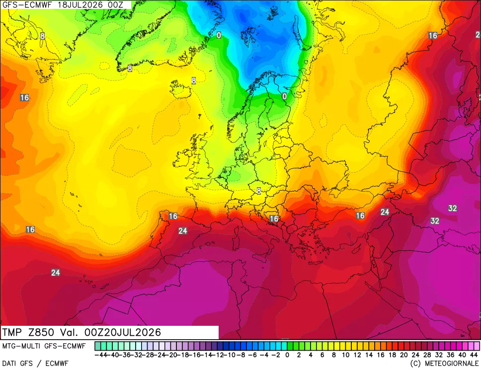 mappa Temperatura a 850 hPa