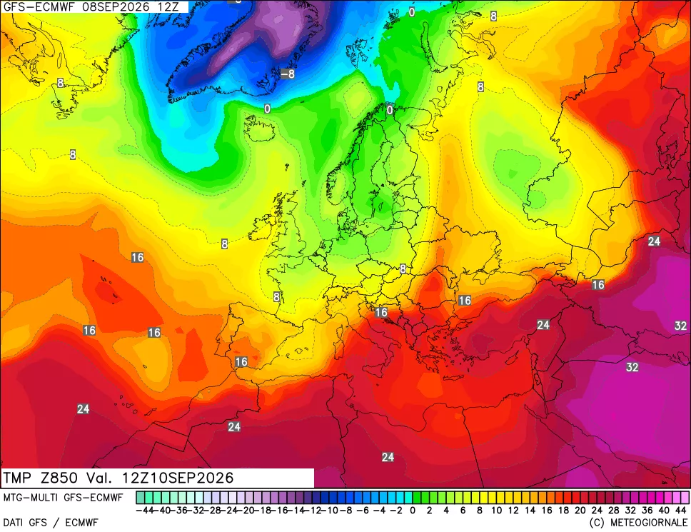 mappa Temperatura a 850 hPa