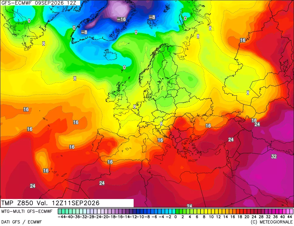 mappa Temperatura a 850 hPa