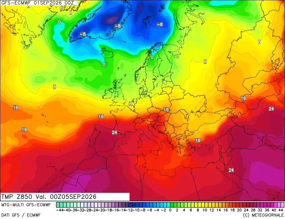 mappa Temperatura a 850 hPa