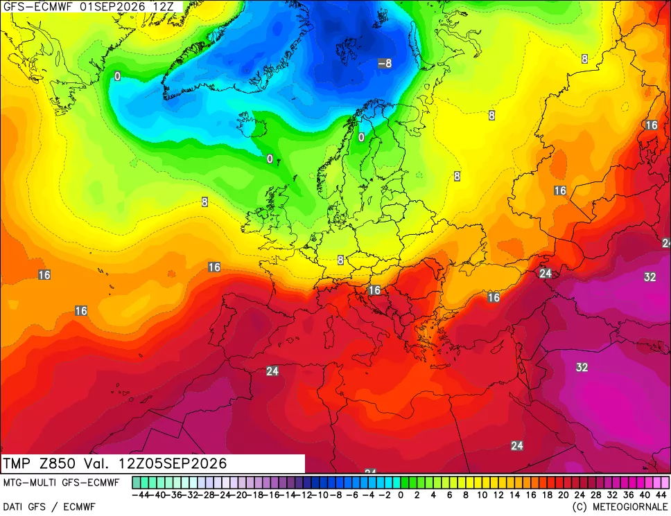 mappa Temperatura a 850 hPa