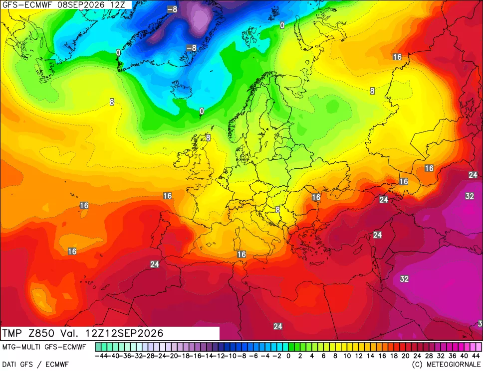 mappa Temperatura a 850 hPa