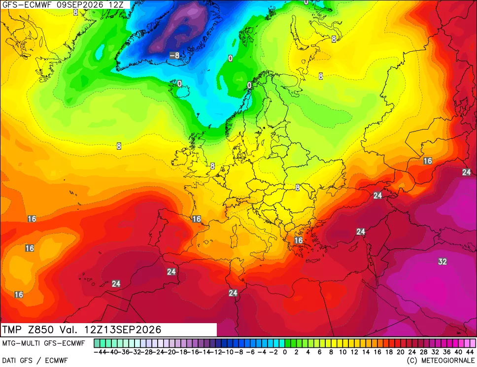 mappa Temperatura a 850 hPa