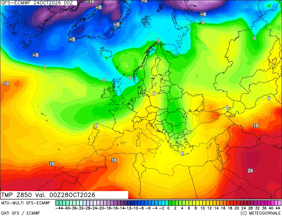 mappa Temperatura a 850 hPa