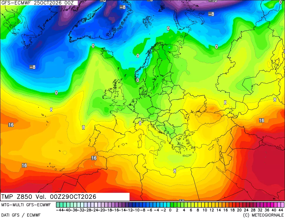 mappa Temperatura a 850 hPa