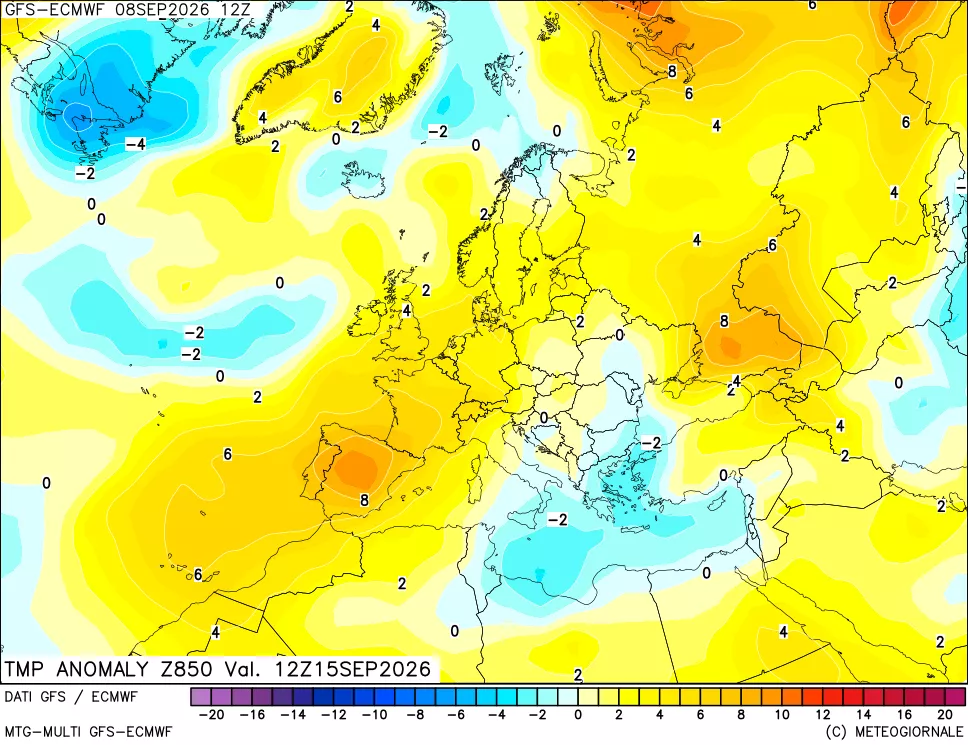 mappa 850 hPa Temp Anomaly vs Cli.No 1981-2010