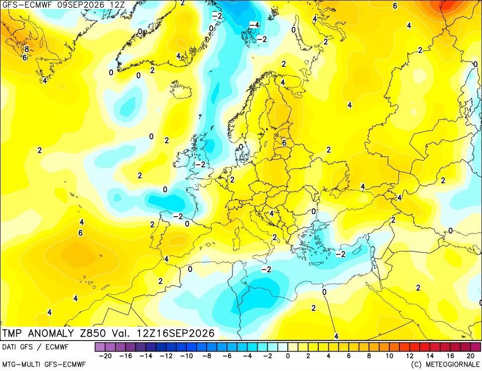 mappa 850 hPa Temp Anomaly vs Cli.No 1981-2010