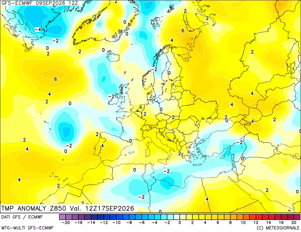 mappa 850 hPa Temp Anomaly vs Cli.No 1981-2010