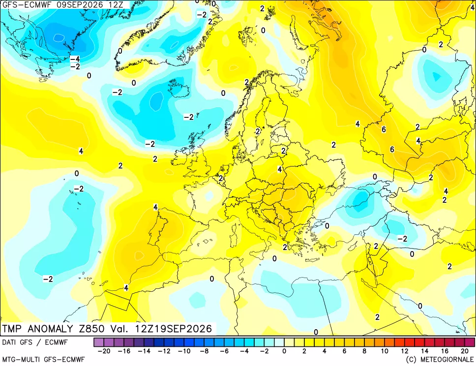 mappa 850 hPa Temp Anomaly vs Cli.No 1981-2010