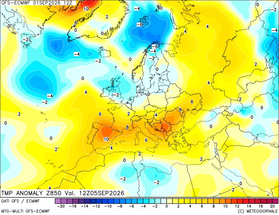 mappa 850 hPa Temp Anomaly vs Cli.No 1981-2010