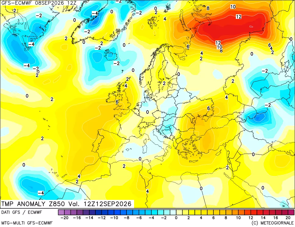 mappa 850 hPa Temp Anomaly vs Cli.No 1981-2010