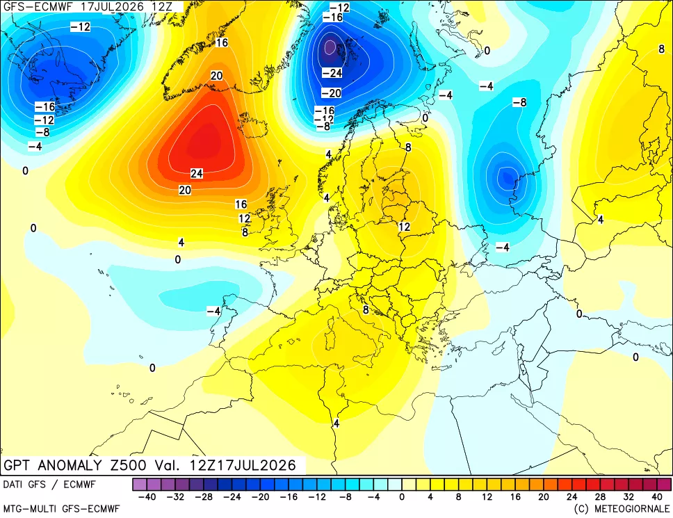 mappa 500 hPa GPT Anomaly vs Cli.No 1981-2010
