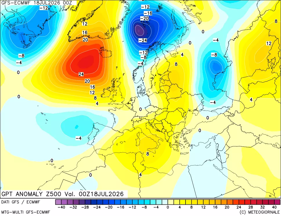 mappa 500 hPa GPT Anomaly vs Cli.No 1981-2010