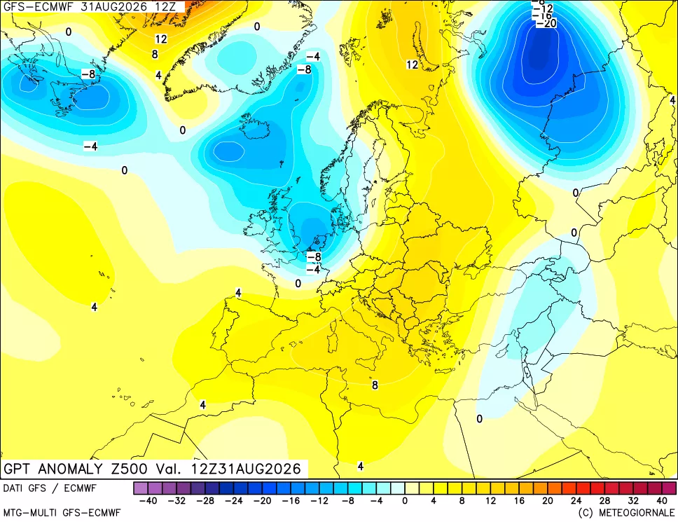 mappa 500 hPa GPT Anomaly vs Cli.No 1981-2010