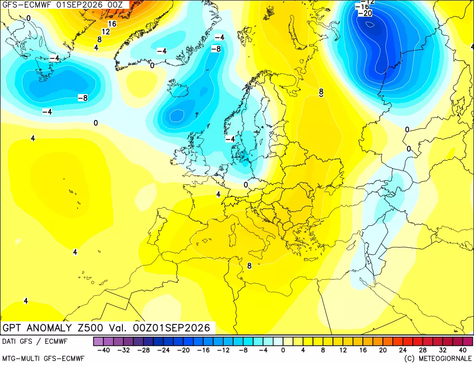 mappa 500 hPa GPT Anomaly vs Cli.No 1981-2010