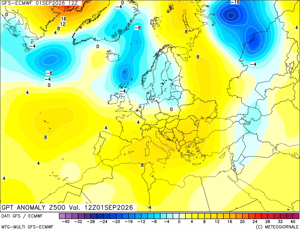 mappa 500 hPa GPT Anomaly vs Cli.No 1981-2010
