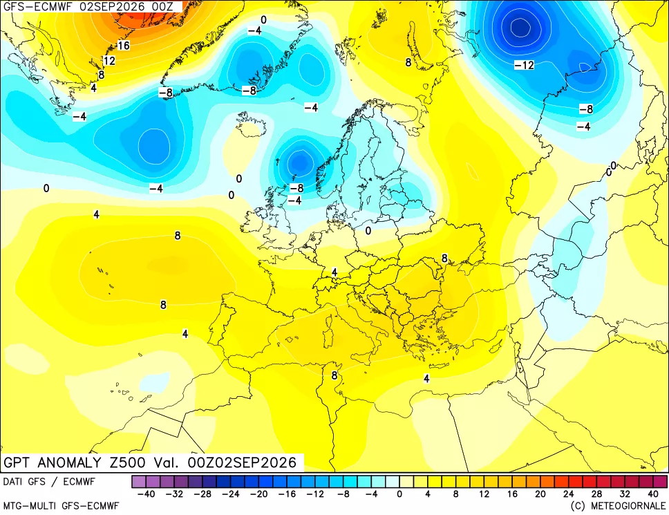 mappa 500 hPa GPT Anomaly vs Cli.No 1981-2010