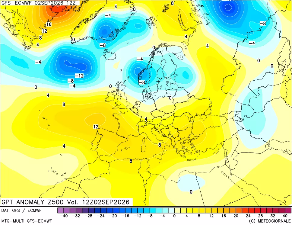 mappa 500 hPa GPT Anomaly vs Cli.No 1981-2010